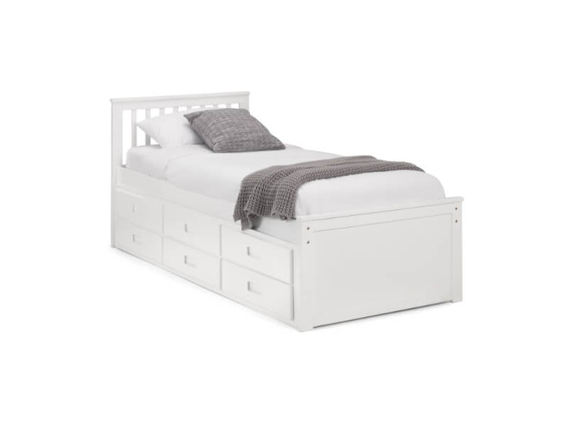 Maisie Captains Bed with Underbed and Drawers White