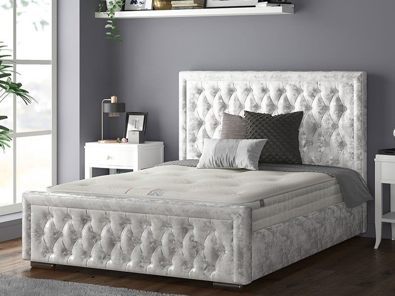 Silver crushed deals velvet bed frame