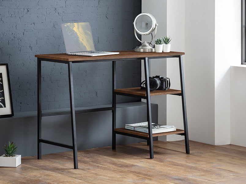 Walnut industrial store desk